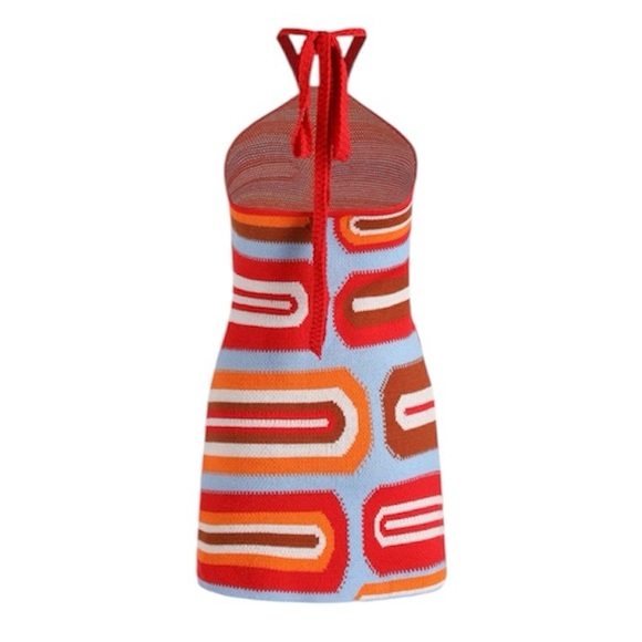 Cider Knit Geometric Halter Neckline Dress - Picture 3 of 7